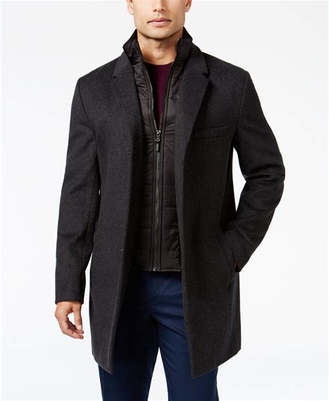 michael kors mens grey leather jacket|Michael Kors men's overcoat macy's.